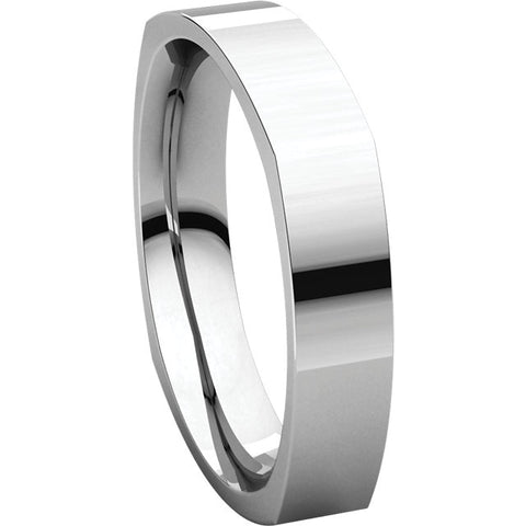 14k White Gold 4mm Square Comfort Fit Band, Size 8