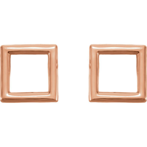 14k Rose Gold Square Earrings