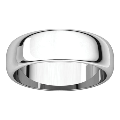 Sterling Silver 6mm Half Round Band, Size 8.5