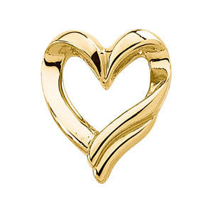 14k Yellow Gold 20.5x17.25mm Heart Chain Slide