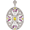 14K White Gold Pink & Yellow Sapphire & 3/8 CTW Diamond Pendant