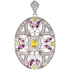 14K White Gold Pink & Yellow Sapphire & 3/8 CTW Diamond Pendant
