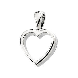 14k White Gold Heart Pendant