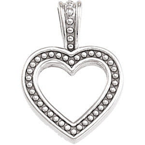 14k White Gold Heart Pendant