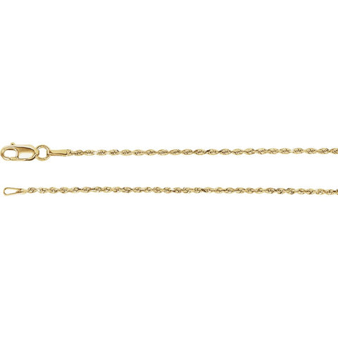 14k Yellow Gold 1.3mm Diamond Cut Rope 18" Chain