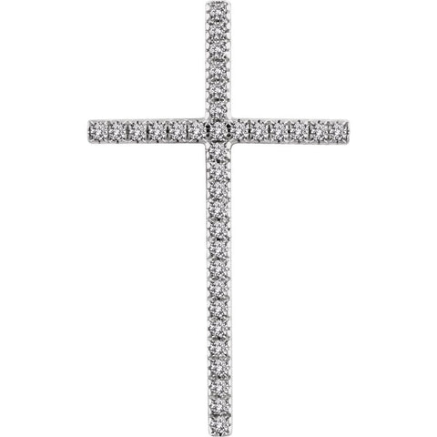 14k White Gold 1 CTW Diamond Cross Pendant