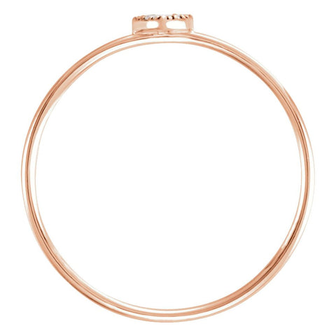 14k Rose Gold 1/8 CTW Diamond Petite Square Ring, Size 7
