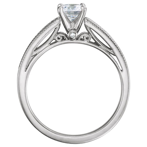 14k White Gold 5mm Round Forever Classic™ Moissanite & 1/6 CTW Diamond Engagement Ring, Size 7