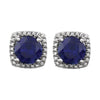 Sterling Silver Created Blue Sapphire & .015 CTW Diamond Earrings