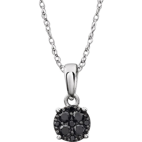 14k White Gold 1/5 CTW Black Diamond 18" Necklace