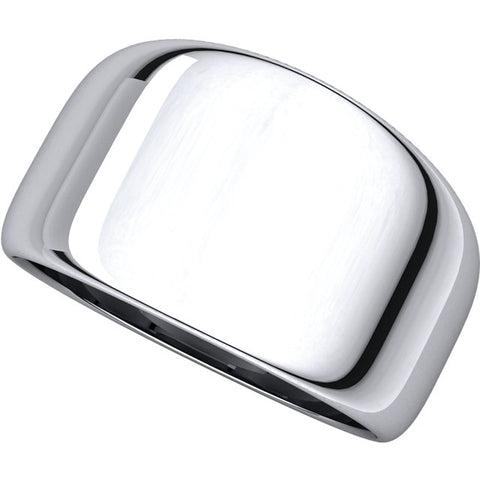 14k White Gold 10mm Half Round Tapered Band, Size 6.5