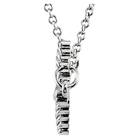 14k White Gold 11.3x20.15mm Sideways Rope Cross 16.5" Necklace
