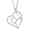 Yellow Gold Plated 1/10 CTW Diamond Cat Heart 18-Inch Necklace