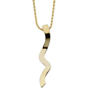 14k Yellow Gold Wavy Vertical Pendant