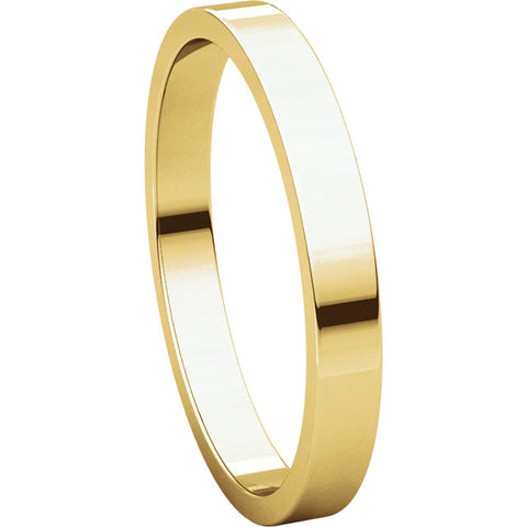 14k Yellow Gold 2.5mm Flat Band, Size 8