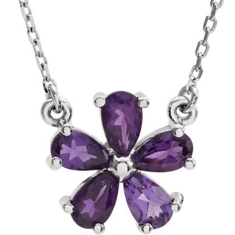 14k White Gold Amethyst 16" Necklace