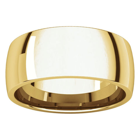 14k Yellow Gold 8mm Light Comfort Fit Band, Size 9.5
