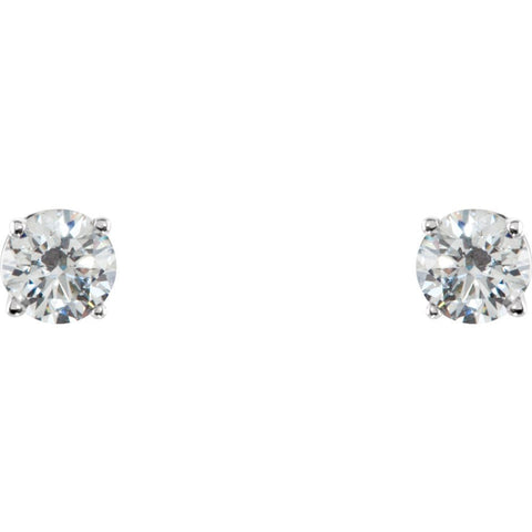Sterling Silver 4.5mm Round Cubic Zirconia Earrings