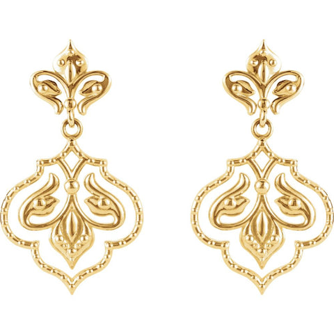 14k Yellow Gold 31x18mm Metal Fashion Dangle Earring Pair