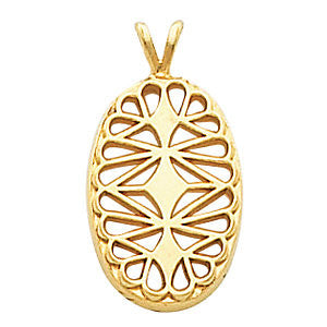14k Yellow Gold Oval Filigree Pendant