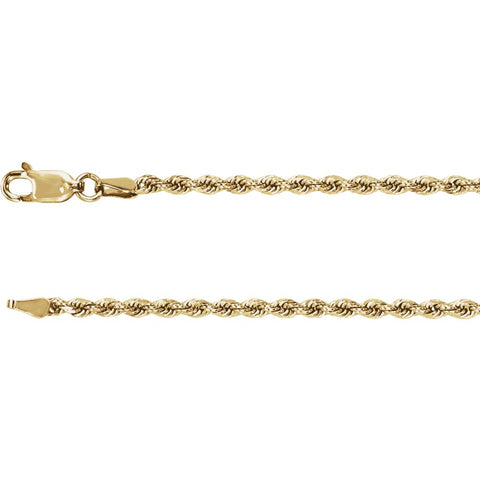 14k Yellow Gold 2.4mm Diamond Cut Rope 18" Chain