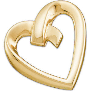 14k White Gold Heart Pendant Slide