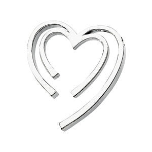 14k White Gold Double Heart Pendant