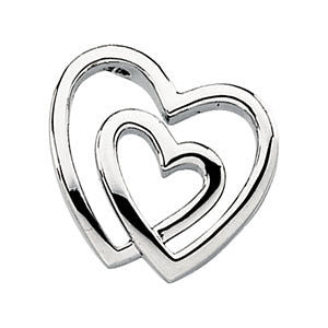 14k White Gold Double Heart Pendant