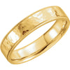 14k Yellow Gold 5mm Flat Comfort-Fit Milgrain Hammer Finish Wedding Band for Men, Size 10