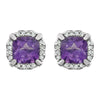 14k White Gold Amethyst & 1/10 CTW Diamond Earrings