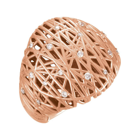 14k Rose Gold 1/5 CTW Diamond Nest Design Ring, Size 7