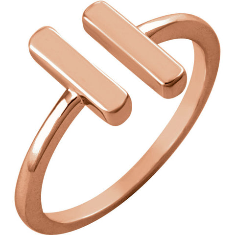 14k Rose Gold Vertical Bar Ring, Size 7