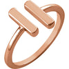 14k Rose Gold Double Vertical Bar Ring, Size 7