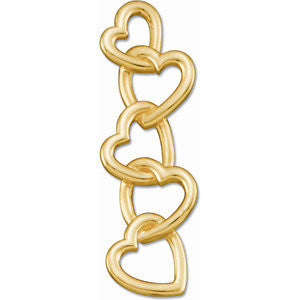 14k White Gold Linked Hearts Pendant