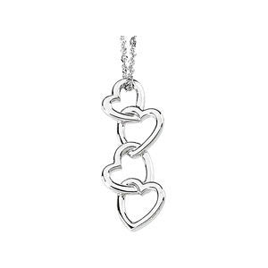 14k White Gold Linked Hearts Pendant