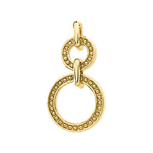 14k Yellow Gold Beaded Double Circle Pendant