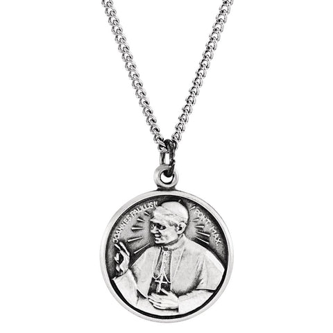 Sterling Silver 13.75 Round Pope John Paul II 18" Necklace