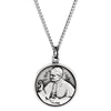 13.75 mm Round Pope John Paul Pendant Medal with 18 inch Chain in Sterling Silver