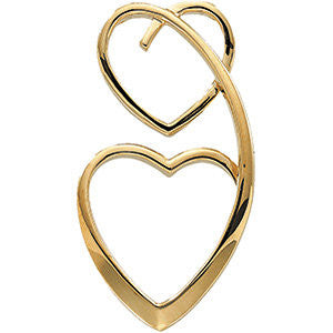 14k White Gold Double Heart Pendant