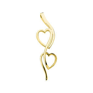 14k Yellow Gold Double Heart Vertical Pendant