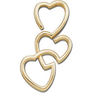 14k Yellow Gold Triple Heart Pendant Slide
