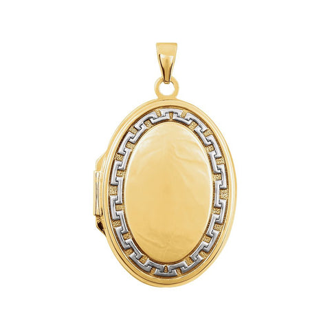 25.75x18.50 mm Two-Tone Oval Shaped Locket in 14K Yellow and White Gold