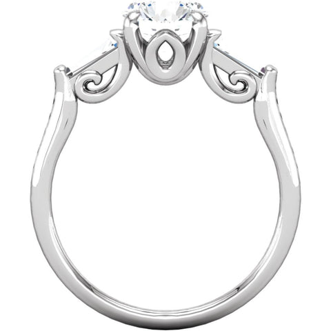 14k White Gold 5.2mm Sculptural-Inspired Engagement Ring, Size 7