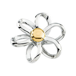 14K White & Yellow Gold Floral-Inspired Pendant Slide