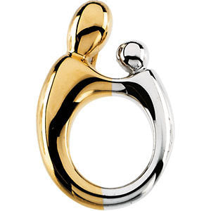 14k White/Yellow Gold Mother and Child® Hollow Back Pendant