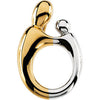 20.50 X 13.50 mm Two-Tone Large Mother and Child Pendant in 14K Yellow and White Gold