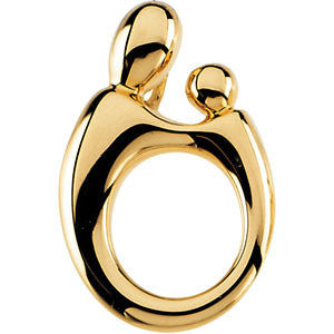14k Yellow Gold 20.25x13.5mm Mother and Child® Hollow Back Pendant