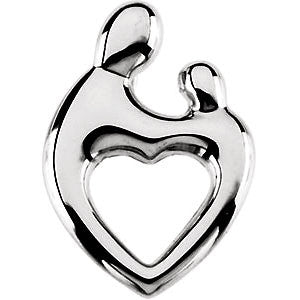 14k White Gold 19.25x13.5mm Mother and Child® Heart Pendant