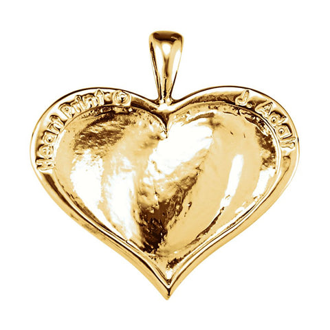 14k Yellow Gold 23.4x23mm Large Heart print Pendant