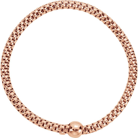 Sterling Silver Rose Gold Plated 4.3mm Woven Stretch Bracelet
